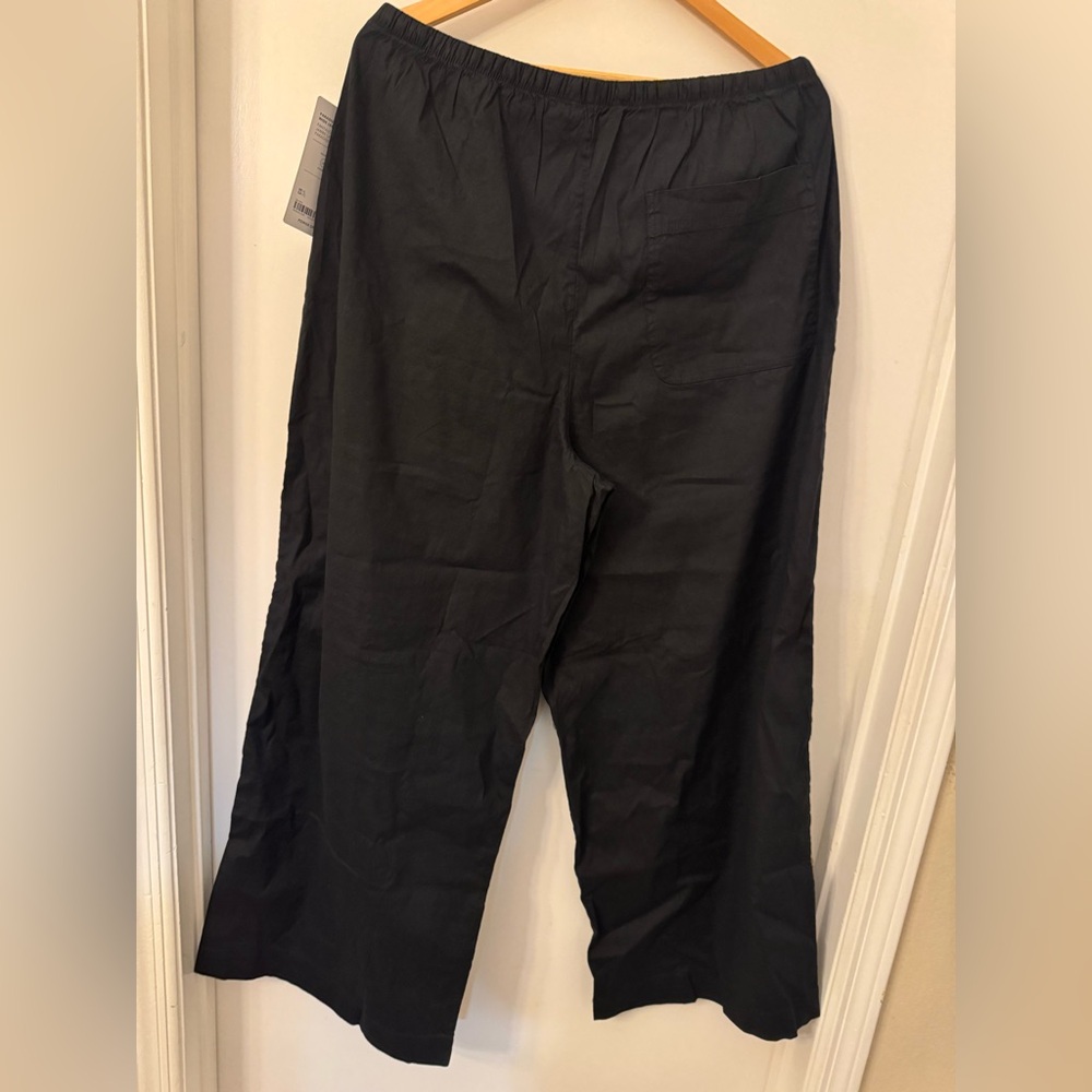 NWT Athleta Paradise Wide Leg Pants Linen Blend Lightweight Black Women's - Picture 2 of 8
